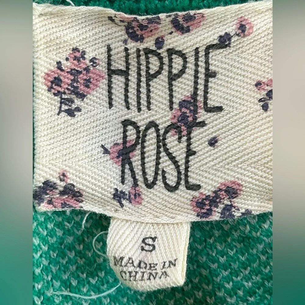 Pink Rose Good Vibes Knit Sweater Kelly green Graphic Oversized Slouchy retro S